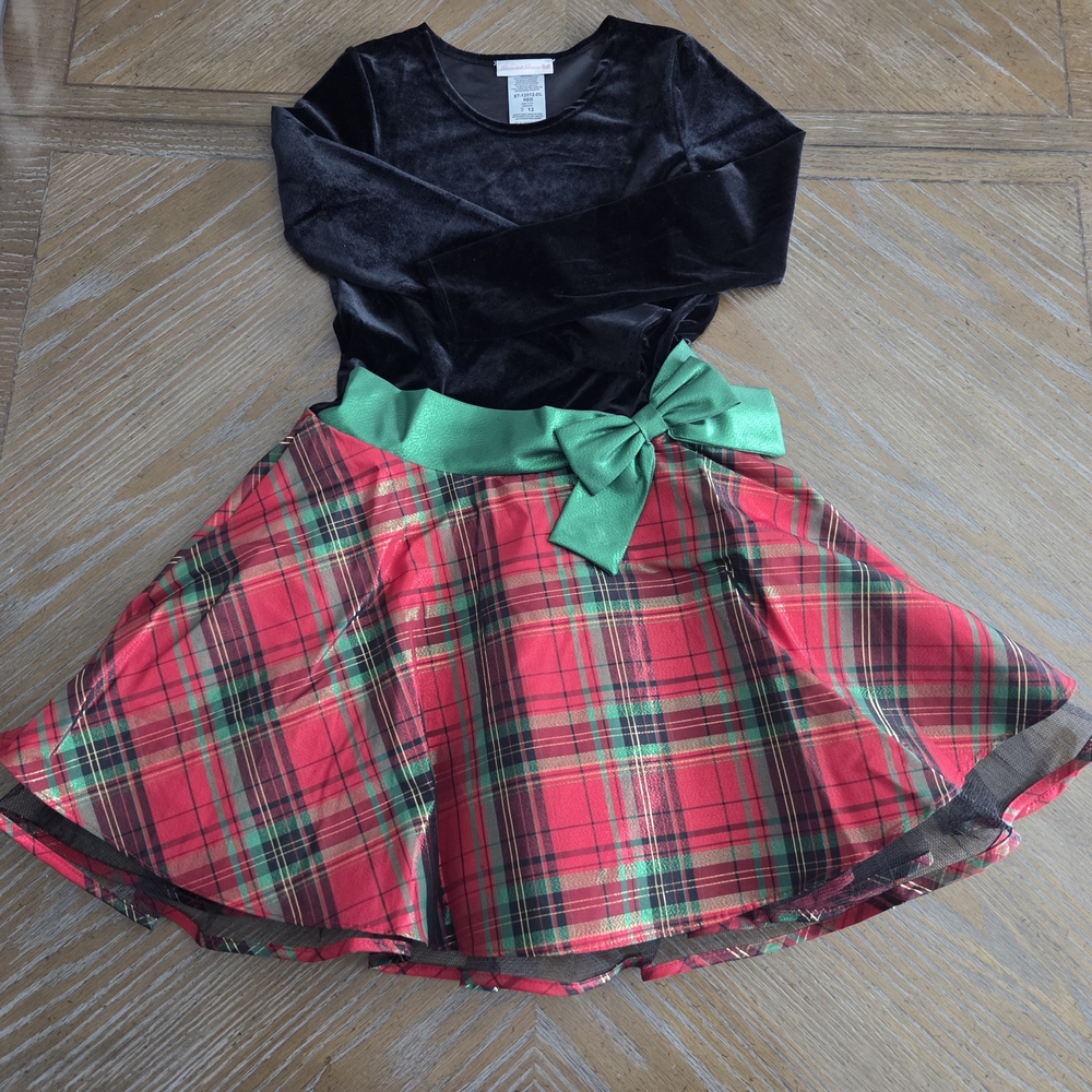 Plaid Holiday Kids Costume with Green Accent
